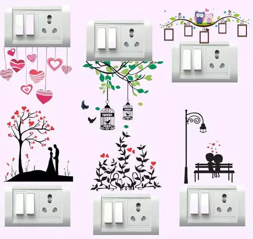 Love Heart Switch Board Sticker Floral Stickers Wall Stickers Light Switch
