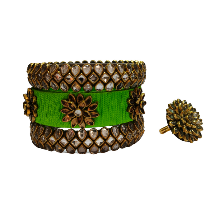 bangles green & Ring combo color
