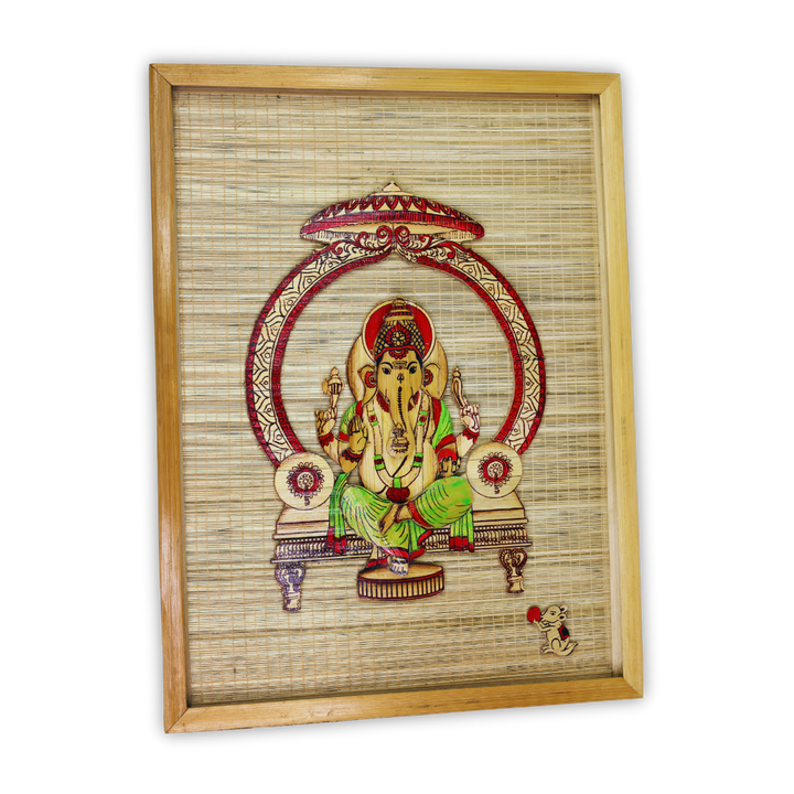 Bamboo God Ganesha - Wall Hanging Frame