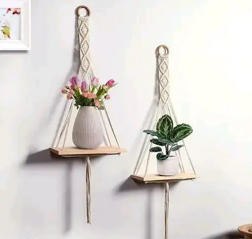 Home Decors Macrame Wall Hanging Shelf (Pack Of 02)