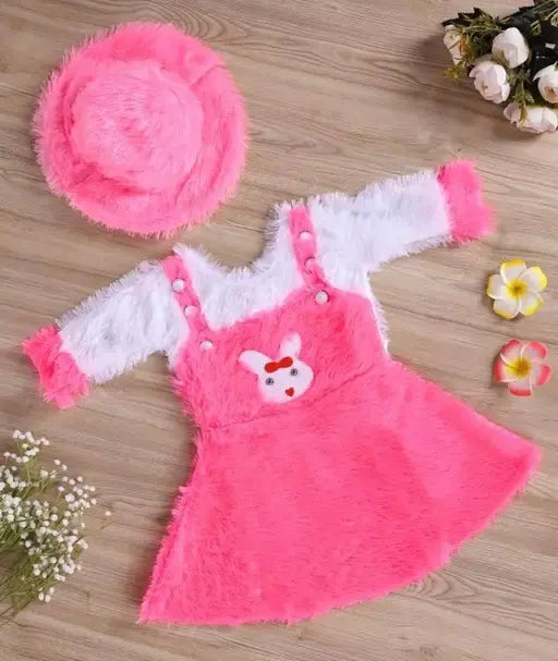Casual Wool  Long Sleeves Designer Winter Wool Frock Dress for Girls